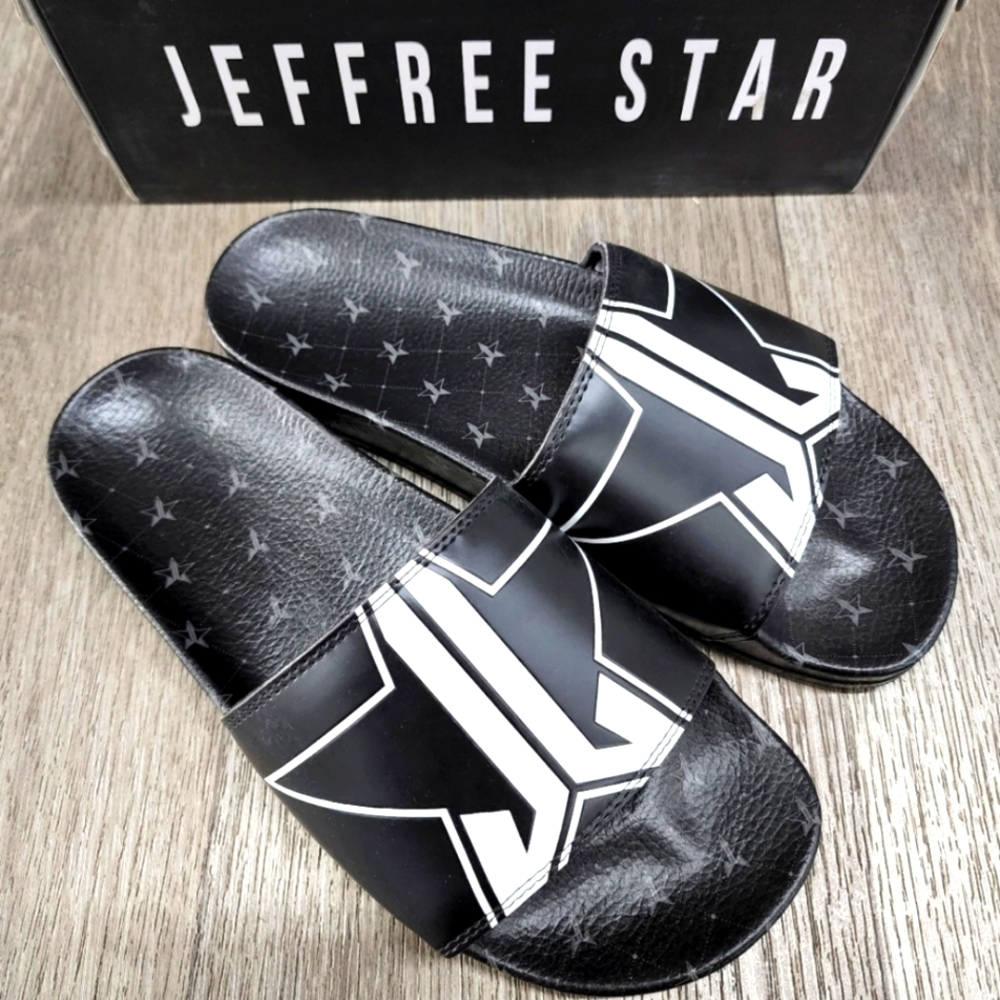 Jeffree Star Black Slides Shoes Slippers Sandals 12 RARE